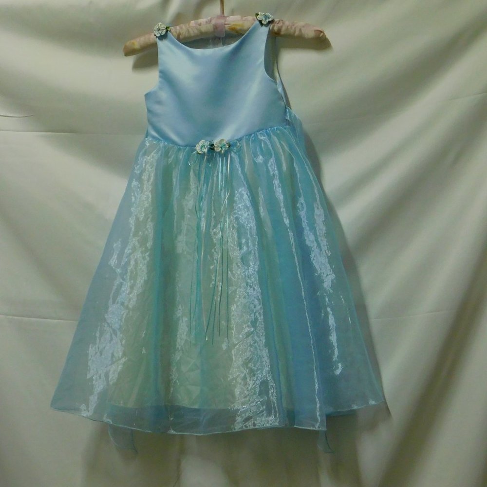 Kids Dream Light blue organza dress with ribbons